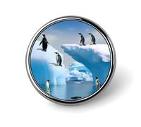 Badge rond Penguins On The Iceberg pour homme et femme, durable et élégant, badges en métal léger pour chemises, vestes, chapeaux