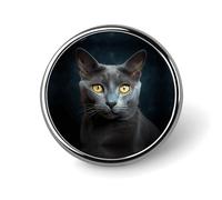 Badge rond personnalisé en métal pour sacs à dos, fêtes, cravates, chapeaux, cadeaux personnalisés, étoiles de chat gris pour Noël, événements d'entreprise
