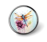 Badge rond personnalisé en métal pour sacs à dos, fêtes, cravates, chapeaux, cadeaux personnalisés, libellule, peinture à l'aquarelle pour Noël, événements d'entreprise