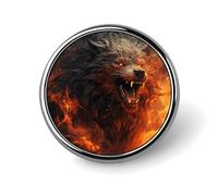Badge rond pour homme et femme, loup sauvage dans le feu, broches élégantes pour châle, manteau, chemises, t-shirts, sacs décoratifs, Circular, Aluminium