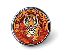 Badge rond Prosperity in The Year of The Tiger pour homme et femme, durable et élégant, badges en métal léger pour chemises, vestes, chapeaux