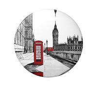 Badge rond Red Phone Booth London Street - Design en fer blanc durable avec impression sur un seul côté, parfait pour les cadeaux personnalisés et la décoration de vêtements, taille unique