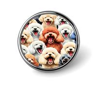 Badge rond représentant un adorable caniche, à épingler ou à porter comme un bouton ou une broche, cadeau pour hommes et femmes, 2,5 cm (1 pouce).