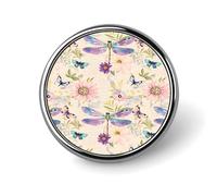 Badge rond rétro libellule papillon à motif floral, épinglette, bouton, broche imprimée, cadeau pour hommes et femmes, 2,5 cm