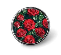 Badge rond romantique en forme de rose rouge personnalisé, léger et durable, insigne en fer blanc pour chapeau, vêtements, sac à dos, épingles décoratives, circulaire, alliage d'aluminium