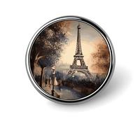Badge rond romantique Tour Eiffel de Paris pour hommes et femmes, épingles à revers élégantes et durables, badges en métal légers pour chemises, vestes, chapeaux