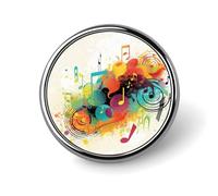 Badge rond sur le thème de la musique abstraite - Joli badge en émail - Broche à bouton personnalisé - Décoration de vêtements unisexe - Porte-badge pour chapeaux, sacs, chemises