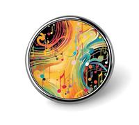 Badge rond sur le thème de la musique abstraite pour homme et femme, durable et élégant, badges en métal léger pour chemises, vestes, chapeaux