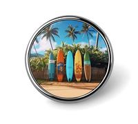 Badge rond Surf's Up en émail pour planche de surf - Broche à boutons - Décoration personnalisée pour vêtements - Porte-badge unisexe - Pour chapeaux, sacs, chemises