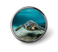 Badge rond tortue de mer sous-marine pour homme et femme, durable et élégant, badges en métal léger pour chemises, vestes, chapeaux