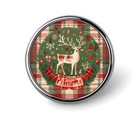 Badge rond vintage en grain de bois de Noël avec broche personnalisée légère et durable en fer blanc pour chapeau, vêtements, sac à dos, épingles décoratives, circulaire, alliage d'aluminium
