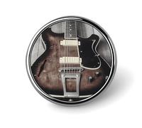 Badge rond vintage en métal personnalisé en forme de guitare pour vêtements, sacs, chapeaux, broches imprimées humoristiques, décorations de fête, accessoires pour homme et femme