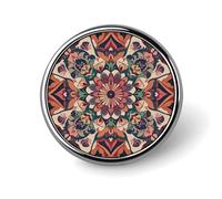 Badge rond vintage mandala personnalisé en métal pour vêtements, sacs, chapeau, broche humoristique imprimée, décoration de fête, accessoires pour homme et femme