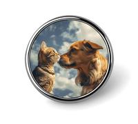 Badge rond visage à visage en forme de chien et chat - Épinglette à boutons en émail - Décoration personnalisée pour vêtements - Unisexe - Porte-badge, chapeaux, sacs, chemises