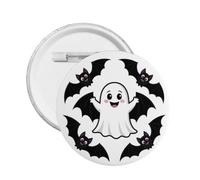 Badge rond Woodland Wiseone imprimé Halloween | Téléchargez votre propre image ou choisissez des œuvres d'art effrayantes d'Halloween, design classique à épingle