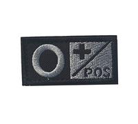 Badge sanguin O POS Badge en nylon durable Badge militaire brodé Appliques d'applications décoratives pour badge de groupe sanguin noir à l'extérieur, patch de moral de brassard, insigne