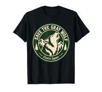 Badge Sauvez Le Loup Gris Canis Lupus Howling Mountain T-Shirt