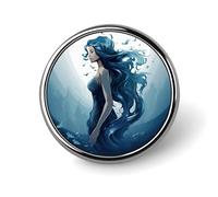 Badge sirène bleu décoratif, rond en alliage d'aluminium durable, broche légère pour chemises, vestes, chapeaux, uniformes, 2,5 cm