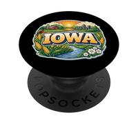 Badge Souvenir de Vacances Iowa Visiteur de l'État de l'Iowan PopSockets PopGrip Adhésif