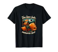 Badge Tan Lines Fade Memories Last Camping Mountain T-Shirt