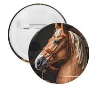 Badge tête de cheval de charpentier - Épingles rondes en métal - Broche légère pour sac à dos - Épingles tendance pour chemises, vestes, châles, manteaux - Unisexe, 20PCS, Fer blanc, épingles rondes