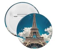 Badge tour de fer rond en métal, broche légère pour sac à dos, épingles à boutons tendance pour chemises, vestes, châle, manteau, unisexe, 5PCS, Fer blanc, épingles rondes en métal