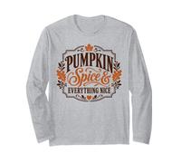 Badge Vintage avec Inscription « Pumpkin Spice and Everything Nice » Manche Longue