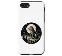 Badge Vintage gravé en Plein air Motif Loup Solitaire Coque pour iPhone SE (2020) / 7/8