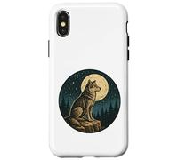 Badge Vintage gravé en Plein air Motif Loup Solitaire Coque pour iPhone X/XS