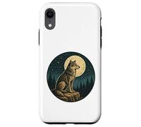 Badge Vintage gravé en Plein air Motif Loup Solitaire Coque pour iPhone XR
