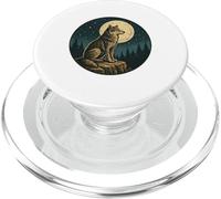Badge Vintage gravé en Plein air Motif Loup Solitaire PopSockets PopGrip pour MagSafe