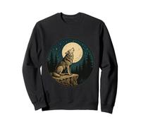 Badge Vintage gravé en Plein air Motif Loup Solitaire Sweatshirt