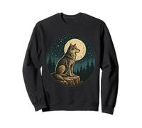 Badge Vintage gravé en Plein air Motif Loup Solitaire Sweatshirt