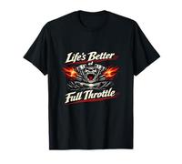 Badge Vintage pour Motard « Life Better at Full Throttle » T-Shirt