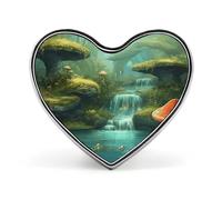 Badge Vue de Fantasy River Champignon en forme de cœur, joli porte-badge d'identification pour woker, broche en métal, épinglettes en forme de cœur d'amour pour homme et femme, cadeau de médecin, sacs