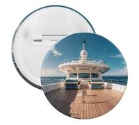 Badge Yacht en bois rond en métal, broche légère pour sac à dos, épingles à boutons tendance pour chemises, vestes, châle, manteau, unisexe, 5PCS, Fer blanc, épingles rondes en métal