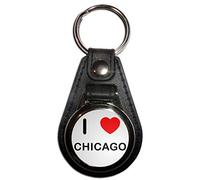 BadgeBeast.co.uk I Love Chicago - Porte-clés médaillon en plastique noir