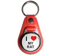 BadgeBeast.co.uk I Love My Rat - Porte-clés médaillon en plastique rouge