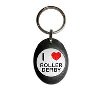 BadgeBeast.co.uk I Love Roller Derby - Porte-clés en plastique noir