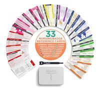 BadgeGuru Lot de 33 Cartes de référence Double Face pour infirmière, 66 Feuilles de révision, Essentiels pour écoles d’infirmières, étudiants en Soins Infirmiers, Nouvelles infirmières