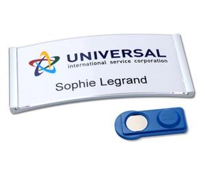 Badgepoint Lot complet de plaques nominatives (20 plaques avec feuille d'impression et modèles pour PC, 80 x 34 mm, en acier inoxydable mat, auto-inscriptible, étiquettes magnétiques pour vêtements
