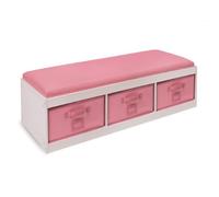 Badger Basket Banc de Rangement pour Enfants avec Coussin et Trois Bins, Rose