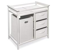 Badger Basket Changement de table moderne avec 3 paniers et Hamper, Blanc