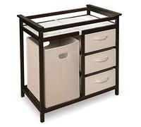 Badger Basket Changement de table moderne avec 3 paniers et Hamper, Espresso