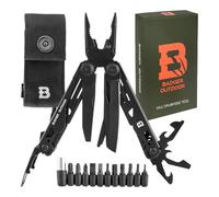 Badger Outdoor Solid Black Multitool 16 outils, acier inoxydable, pinces, ressort, étui, EDC, bricolage outdoor, la survie