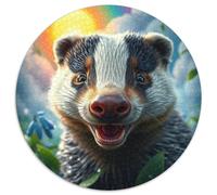 Badger Puzzle Rond 1000 Pièces Animauxs Das Tier Enfants Cadeau Inspirations Voyage Réduction du Stress 1000pcs (67.5x67.5cm)