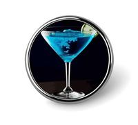 Badges à cocktail bleus décoratifs, insigne rond en alliage d'aluminium durable, broche légère pour chemises, vestes, chapeaux, uniformes 2,5 cm
