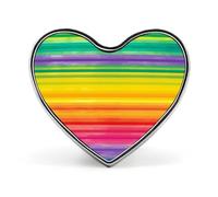 Badges à rayures colorées arc-en-ciel en forme de cœur avec bouton, broches personnalisées, porte-badge en forme de cœur pour décorer chapeau, chemise, vêtements, sac