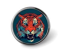 Badges Big Red Tiger décoratifs, badge rond en alliage d'aluminium durable, broche bouton légère pour chemises, vestes, chapeaux, uniformes 1"