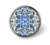 Badges bleus décoratifs en alliage d'aluminium durable, broche ronde légère pour chemises, vestes, chapeaux, uniformes - 2,5 cm